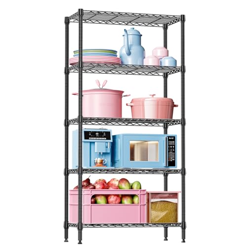 5 Tier Black Metal Storage Shelves