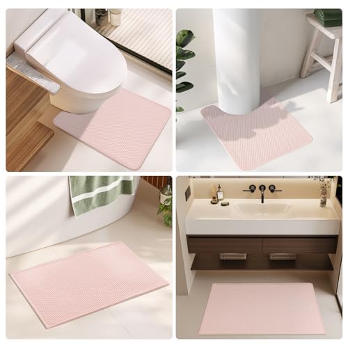 Large Bathroom Rugs Non Slip Washable Bath Rugs Super Absorbent Bathroom Rug Thin Quick Dry Low Pile Bath Mats