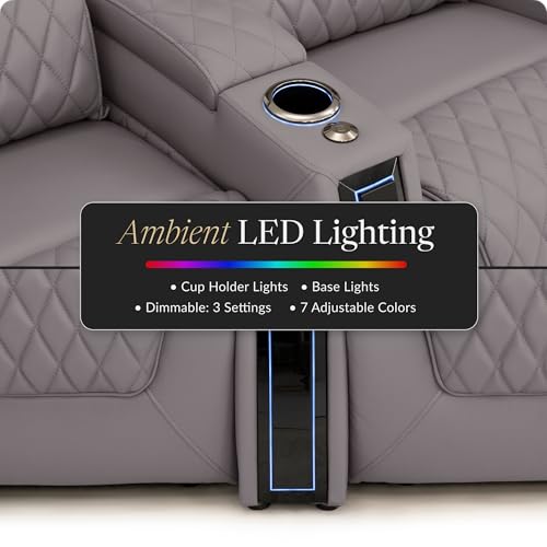 Apex Home Theater Seating Gray Row of 4 Middle Loveseat