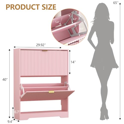 Shoe Cabinet Storage for Entryway with 2 Flip Drawer
