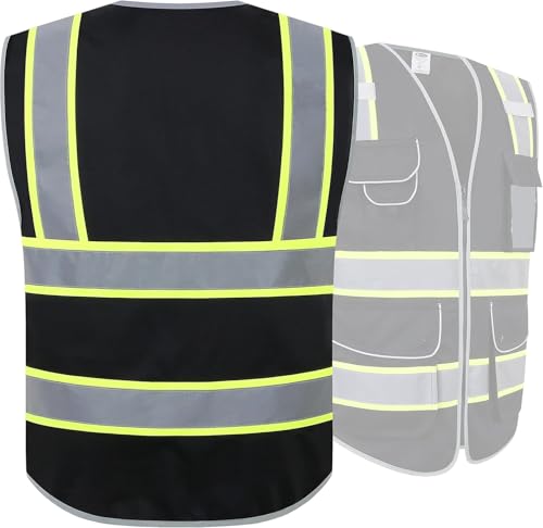 Safety Vest for Men Women Reflective Hi Vis JK901 Black S