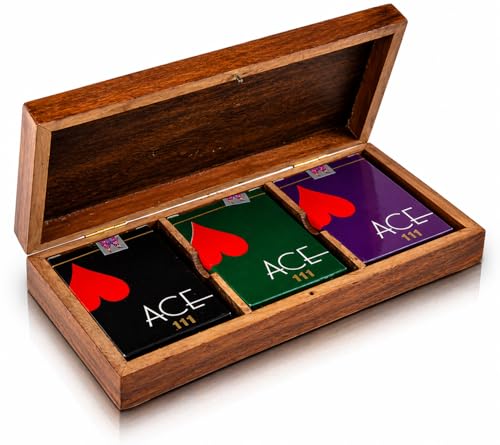 Wooden Playing Card Holder Deck Box Storage Case Organizer Includes Cards