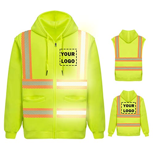 High Visibility Reflective Safety Hoodie Jacket With Removable Sleeves Hi Vis Outdoor Protective Workwear Unisex