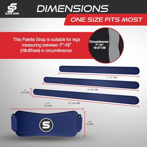 Sleeve Stars Swedish Brand Patellar Tendon Support Strap for Women & Men Effective Osgood Schlatter Knee Brace Youth & Kids Knee Brace with 3 Adjustable Length fits 7"