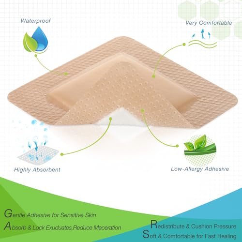 Silicone Foam Dressing with Border 5''x5'' (10 Count)