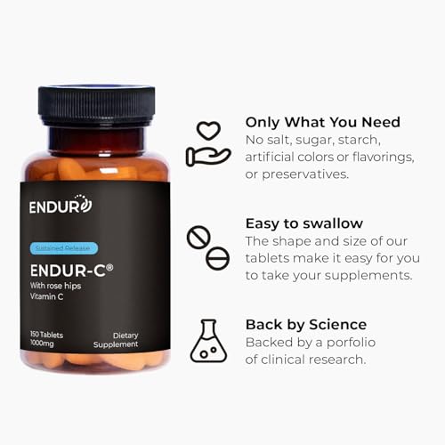 ENDUR-C - Vitamin C + Rose Hips - SR (Sustained Release) 1000 mg (150 ct) (150 Count)