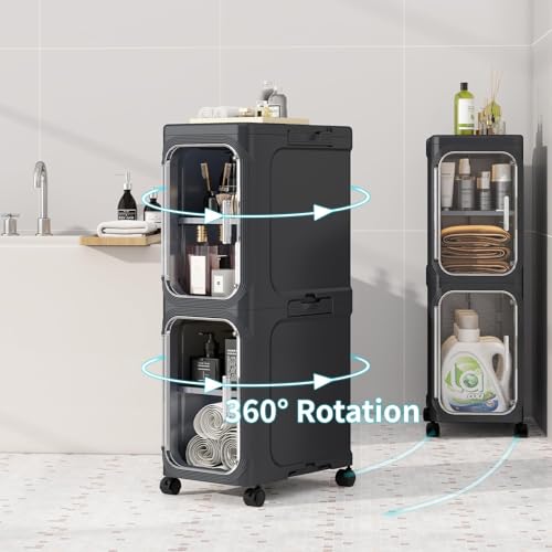 2 Tier Slim Bathroom Storage Cabinet
