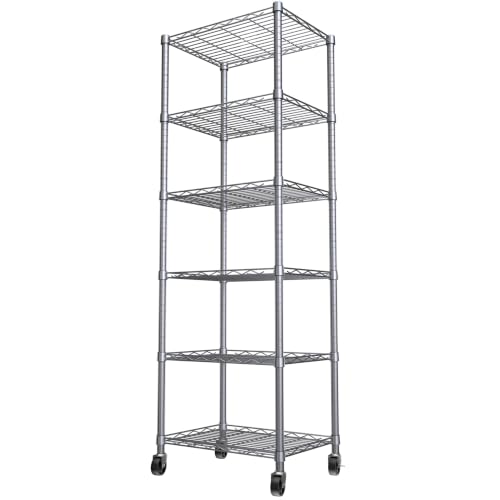 6 Wire Shelving Steel Storage Rack Adjustable Unit Shelves for Laundry Bathroom Kitchen Pantry Closet