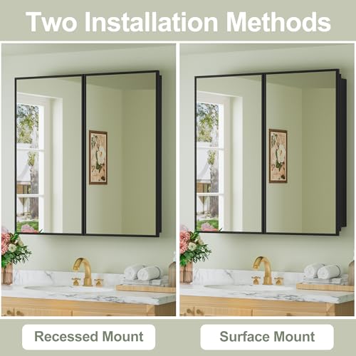 30 x 30 Inch Framed Medicine Cabinet Mirror