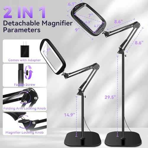 30X 10X Extra Large Floor Magnifying Glass with Light and Stand