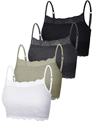 4 Pieces Women's Lace Camisole Stretch Half Cami Breathable Bra Comfort Lace Bralette Top for lady Girls - Bel Marant