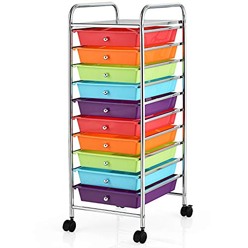10 Drawer Rolling Storage Cart Scrapbook Paper Office School Organizer
