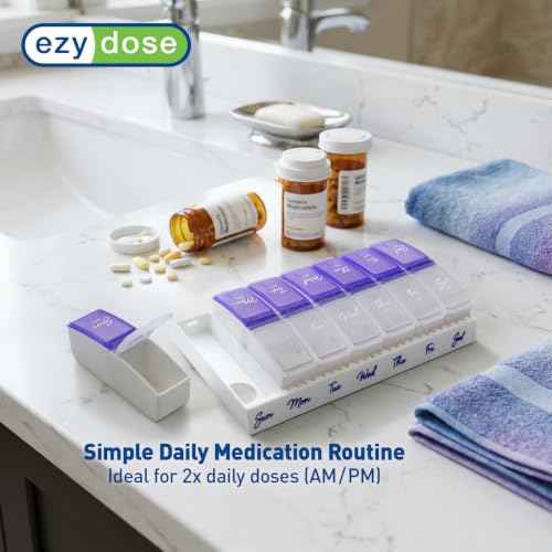 Weekly (7-Day) AM/PM Pill Organizer, Small, Lavender/Pearlescent