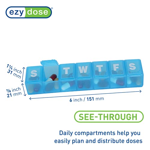 Weekly (7-Day) Daily Pill Case, Medicine Planner, Vitamin Organizer, Supplement Container, Convenient and Easy to Use, Large Compartments, Travel Friendly, Color May Vary, BPA Free