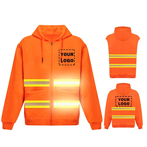 High Visibility Reflective Safety Hoodie Jacket With Removable Sleeves Hi Vis Outdoor Protective Workwear Unisex