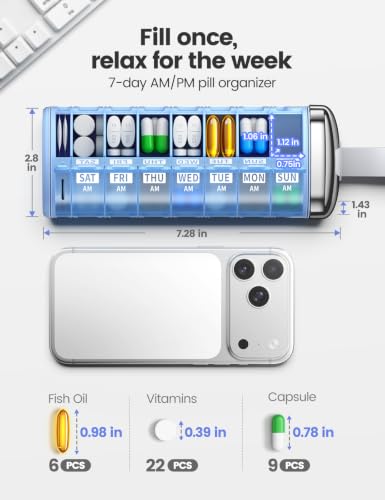 Metal Pill Organizer 2 Times a Day (14 Count)