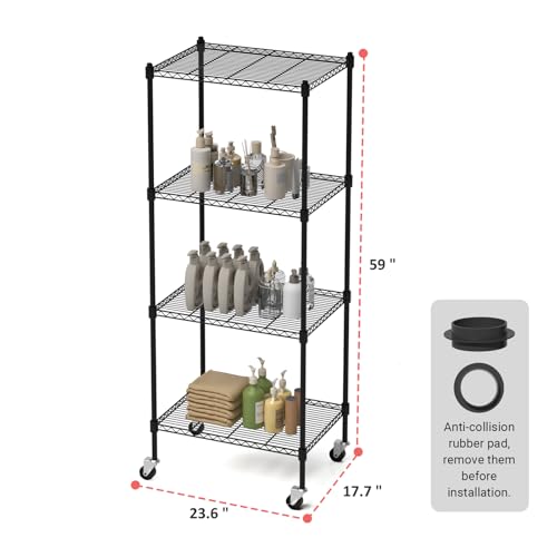 4 Tier Storage Shelves with Wheels (4 Count)