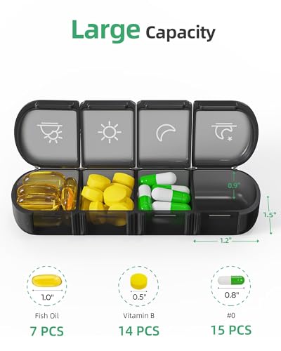 Weekly Pill Organizer 4 Times a Day with a Canvas Bag