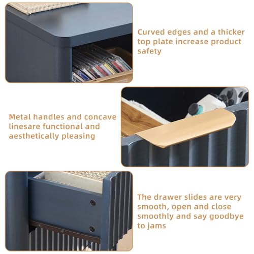 31" Wide Fluted Nightstand with Charging Station
