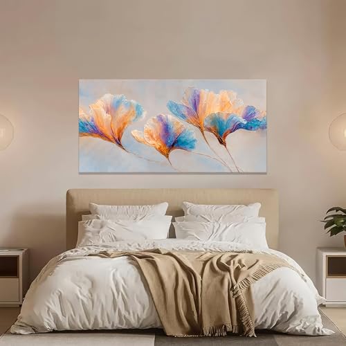Leaves Canvas Wall Art Decor 24"X48" Abstract Colorful Wall Art For Bedroom