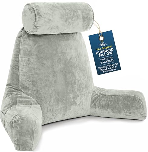 XXL Reading Pillow for Bed Backrest with Arms