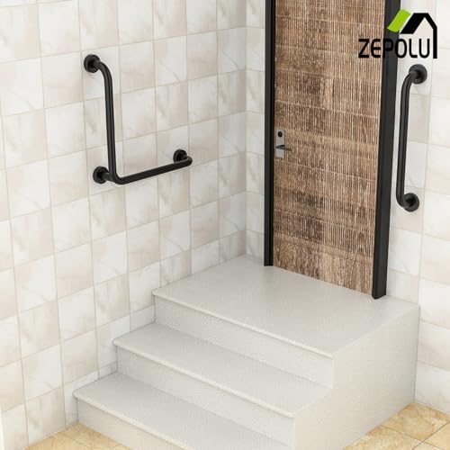 Black Angled Grab Bar 16x16 Inch