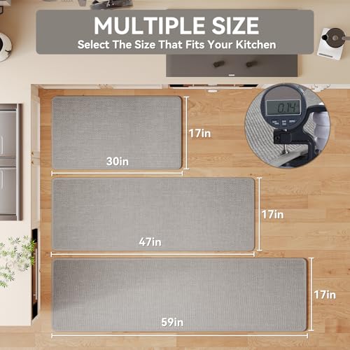 Kitchen Rugs Kitchen Mats for Floor Non Slip Washable Gray 17"x47"