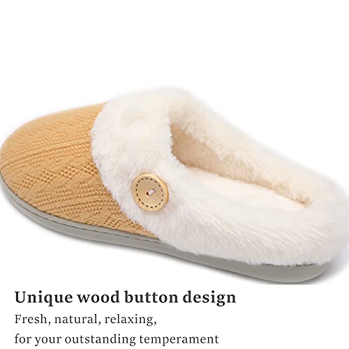 Womens Slipper Warm Comfy Memory Foam House Slippers Knitted Shoes Faux Fur Lined Anti