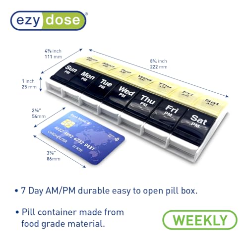 Weekly (7-Day) AM/PM Pill Organizer, X-Large Case, Black/Yellow