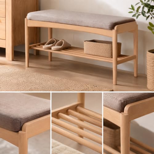 Oak Wood Shoe Bench