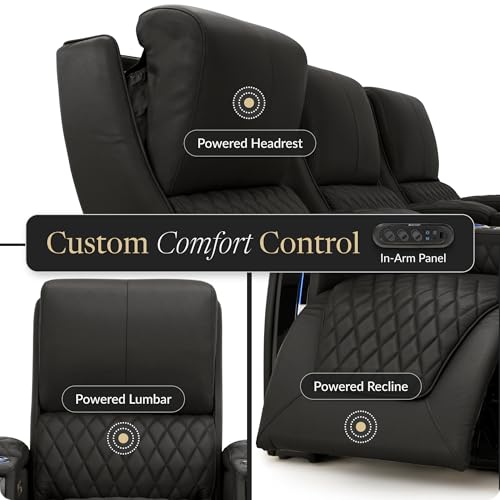 Apex Home Theater Seating Black Row of 5