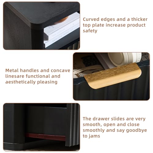 31" Wide Fluted Nightstand with Charging Station