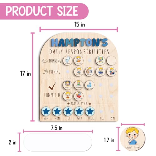 Personalized Wooden Chore Chart for Kids 15x17"