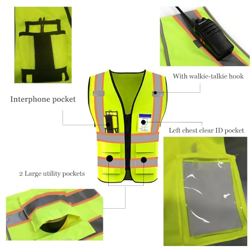 High Visibility Reflective Safety Vest with Pockets Custom Your Logo Safety Workwear