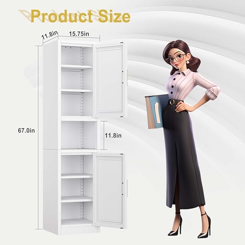 67" Tall Narrow Bathroom Cabinet