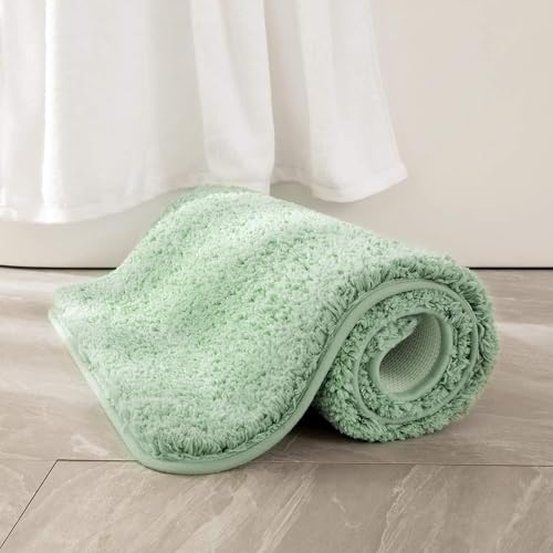 Sage Green Bathroom Runner Rugs Soft Microfiber Bath Mat 24x48 Inch