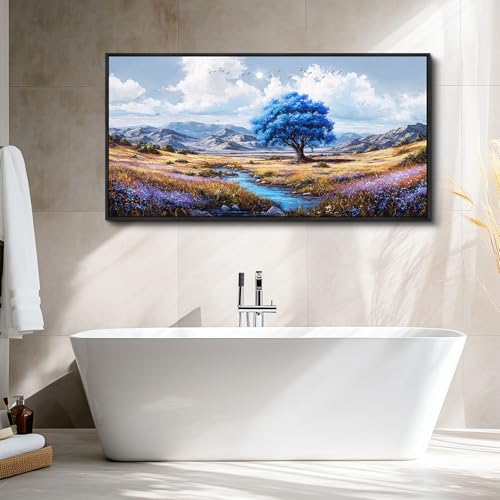 Framed Wall Art Rustic Modern Nature Wall Art Canvas Art Wall Decor Spring Scene Wall Art Decor Artwork Mountain Large Wall Art Prints for Room Living Room Bedroom Office Decor 24X48 inch