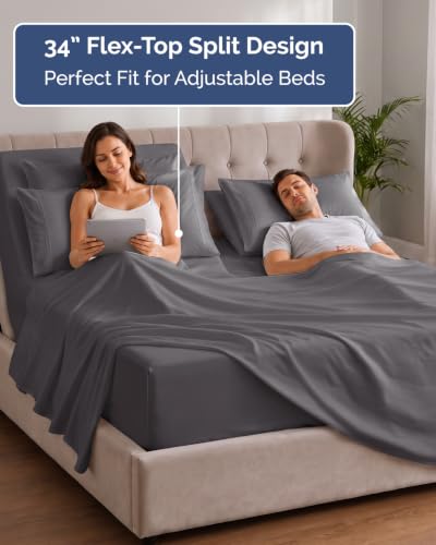 Extra Deep Flex Top Split Head King Sheet Set