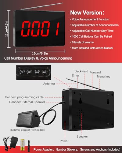 Wireless Calling System Customers Patient Pager System 1 Display Receiver Only（Need to Be Paired with Transmitter to Work）