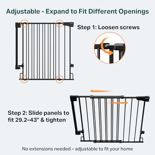 34" Extra Tall No Bottom Bar Baby Gate for Stairs