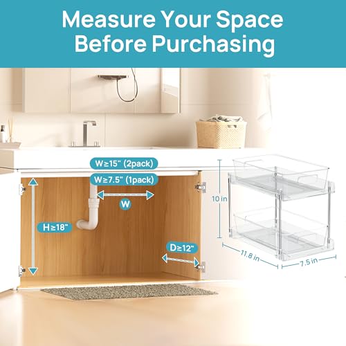 2 Pack Pull Out Bathroom Under Sink Organizer (2 Count)