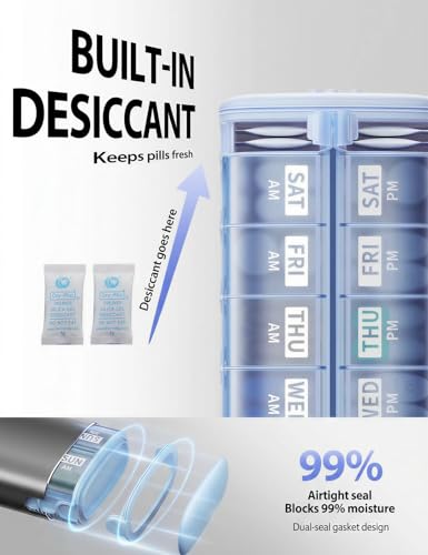 Metal 7 Day Travel Pill Organizer 2 Times a Day