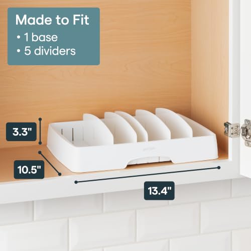 StoraLid Food Container Lid Organizer for Kitchen Cabinet Storage with 5 Adjustable Dividers