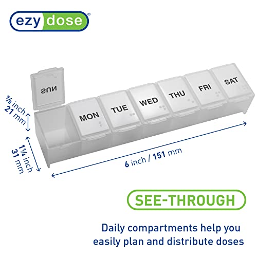 Weekly (7-Day) Pill Organizer, Large Medicine Planner, Clear