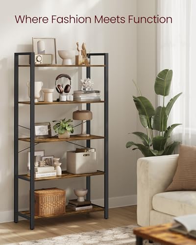 5 Tier Bookshelf with Steel Frame