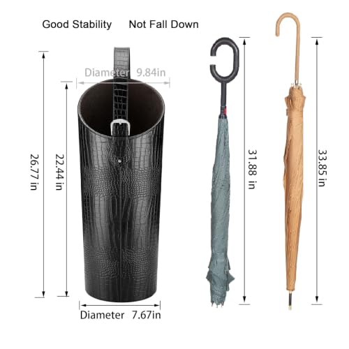 Black Faux Leather Umbrella Stand Holder Entryway Indoor