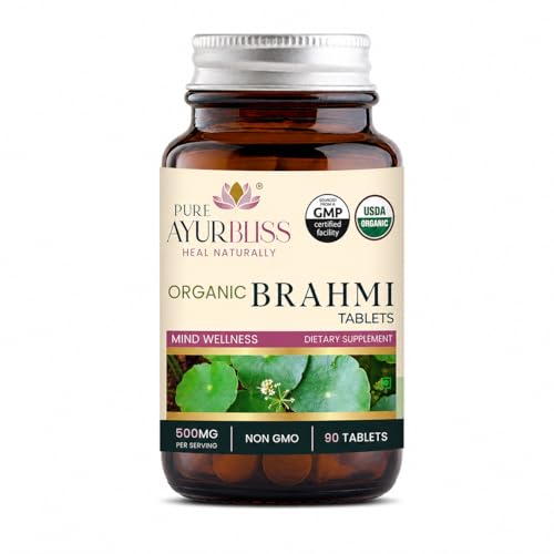 100% Organic Brahmi Tablets with Bacopa monnieri Extract (90 Count)