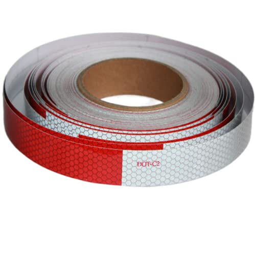 Red and White Reflective Tape Outdoor Waterproof 1 inch X 74 feet