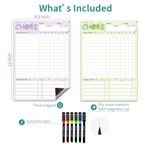 Magnetic Dry Erase Chore Chart (2 Count)