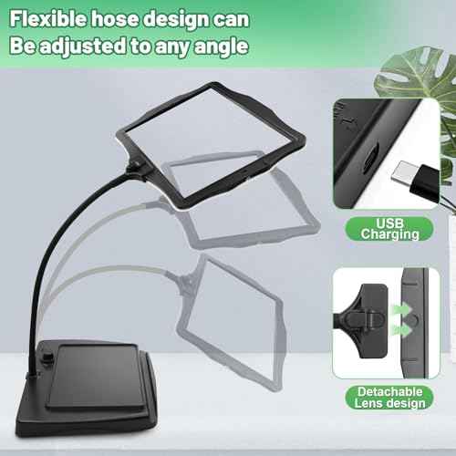 Large Magnifying Glass with Light and Stand for Reading with 50 high